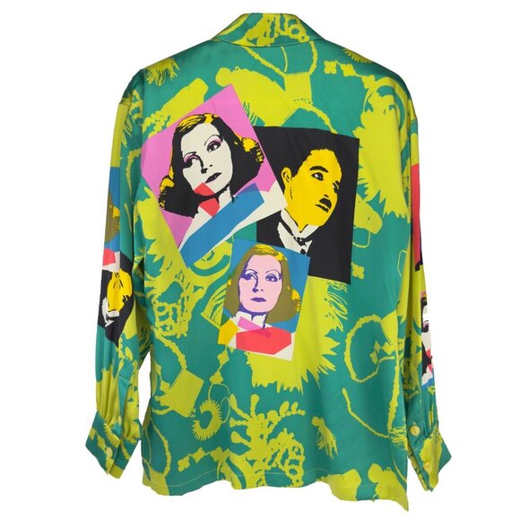 ESCADA Margaretha Ley VTG Pop Art 100% Silk Chaplin Garbo Multicolor Blouse 36 - Picture 6 of 14